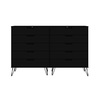 Manhattan Comfort Rockefeller 10-Drawer Dresser, 3-Drawer Dresser and 2-Drawer Nightstand in Black 178GMC2